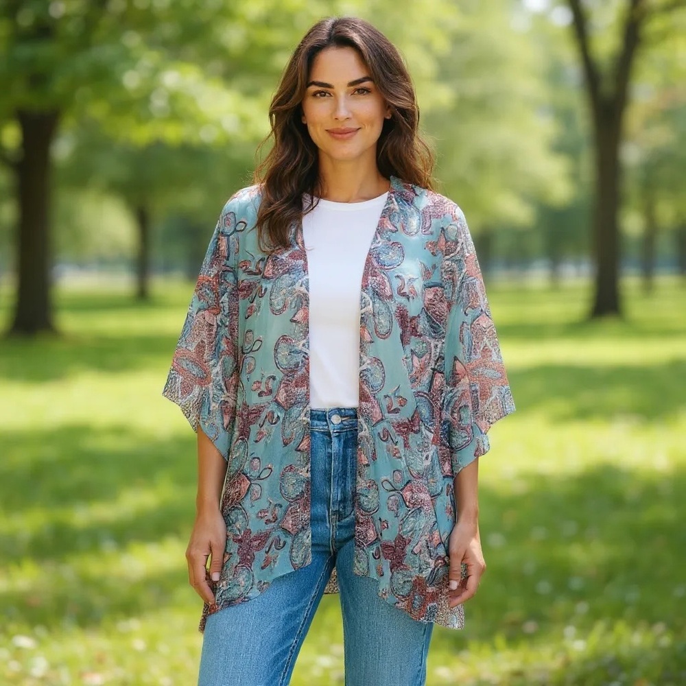 Altar’d State Paisley Print Sheer‎ Kimono size S